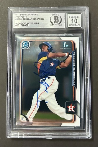 2015 1st Bowman Chrome Prospects #BCP30 Teoscar Hernandez Signed BGS 10 Auto 591 - Picture 1 of 3