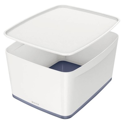 LEITZ 5216 MyBox WOW groß mit Deckel Aufbewahrungsbox 385x198x318mm - weiß/grau
