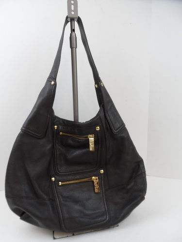 Kooba Black Pebbled Leather Hobo Shoulder X-Large Satchel Slouchy Tote Purse