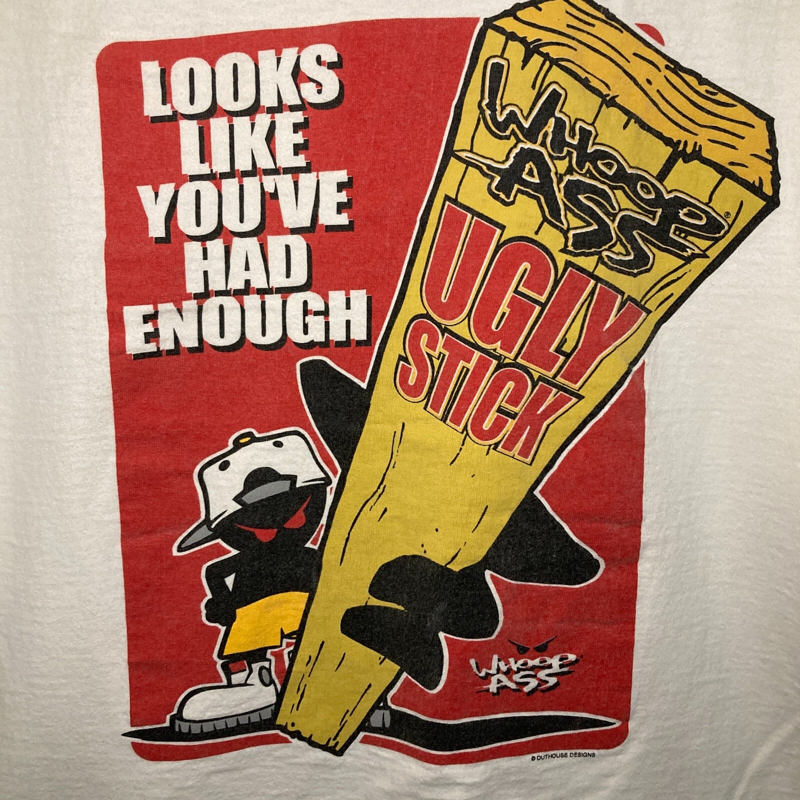 Vtg 90s Whoop Ass Sportswear Outhouse Udamon Ugly Stick Shirt Men XL Graphic Tee