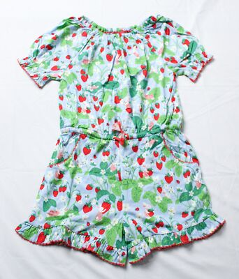 Boden Girl's S/S Printed Jersey Playsuit CL8 Strawberry Field Size US: 8-9Y WT