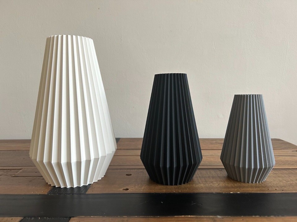 3D Printed Vase Ribbed Vase Flower Vase Ornamental Vase Dried