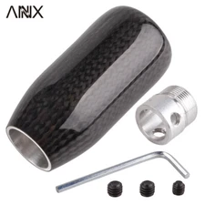 Universal Real Black Carbon Fiber Manual MT Gear Stick Shift Knob Shifter Lever