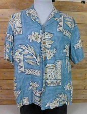 Paradise Found Hawaiian Shirt Mens Large Short Sleeve Floral