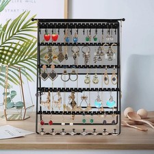 Black Vertical Folding Jewelry Display Stand Foldable Earrings Rings7419 