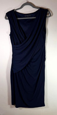Coast Sleeveless Wrap Dress UK 12 Dark Navy Blue Cocktail Party / Event Midi