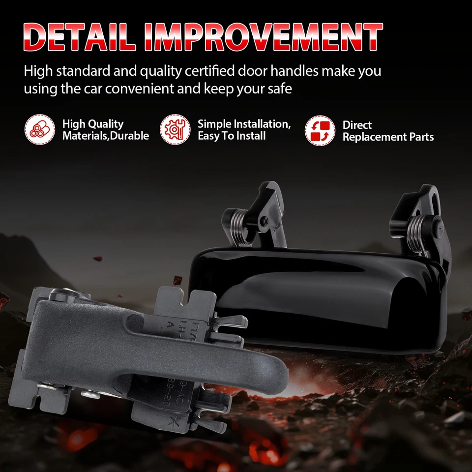 Set of 8 Black Inside & Outside Left Right Side for Ford Explorer Door Handles - Изображение 2 из 4