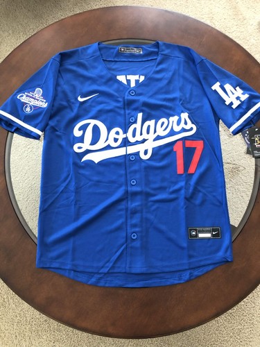 sNWT Shohei Ohtani Dodgers Men's XL Blue Away Jersey Stitched #17
