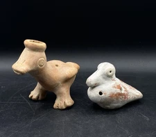 Pelican Bird & Chihuahua Dog Ocarina Flute Ceramic Artisan Crafted Musical