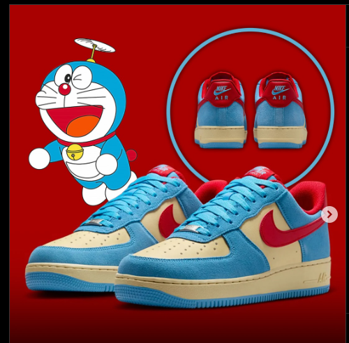 Nike Air Force 1 Low Doraemon Men Sz 9 University Blue Red