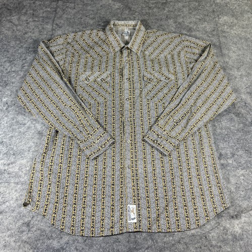 Panhandle Slim Pearl Snap Women's M Black Tan Western Floral Rose Sawtooth Shirt
