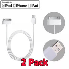 2PCS GENUINE 30-Pin to USB Charger Cable for Apple iPhone 4 4S 3GS iPad 2 3 iPod