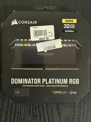 CORSAIR DOMINATOR PLATINUM RGB DDR5 RAM 32GB (2x16GB) 6200MHz CL36 Intel XMP