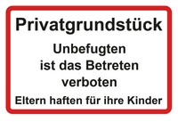 "Aluminium-Schild Warnhinweis \"PrivatgrundstüCk Unbefugten Ist Das Betreten"