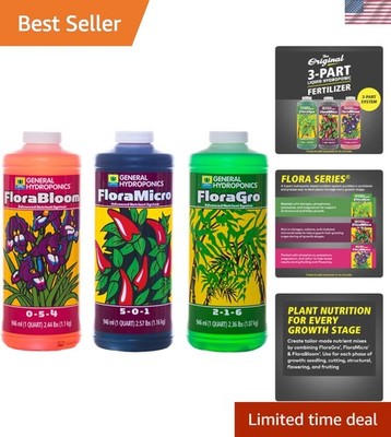 Comprehensive Hydroponic Nutrient Set: FloraMicro, FloraBloom, FloraGro in 1 Qt
