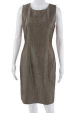 Carolina Herrera Women Sheath Dress Brown Silk Sleeveless Size 6