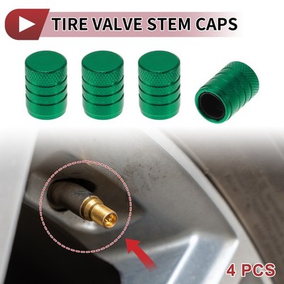 4 Pcs Decorative Tire Valve Stem Caps 17mm Tyre Valve Dust Covers for Car Green