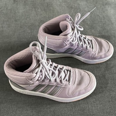 Adidas Hoops 2.0 Mid Kids Lavender Purple Grey Sneakers EE9601 Size 3.5Y