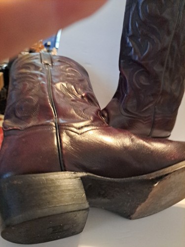 Vintage Dan Post Red Cherry Milwaukee Cowboy SPITZ ZULAUFEND STIEFEL HERREN 9 1/2 E SCHÖN! - Bild 5 von 6