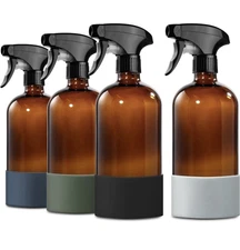 GMISUN Amber Glass Spray Bottles for Cleaning, 4Pack Brown Glass Spray Bottles N