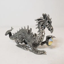 Vintage 1999 Rawcliffe Pewter Dragon Figurine 1141016 Green Eyes