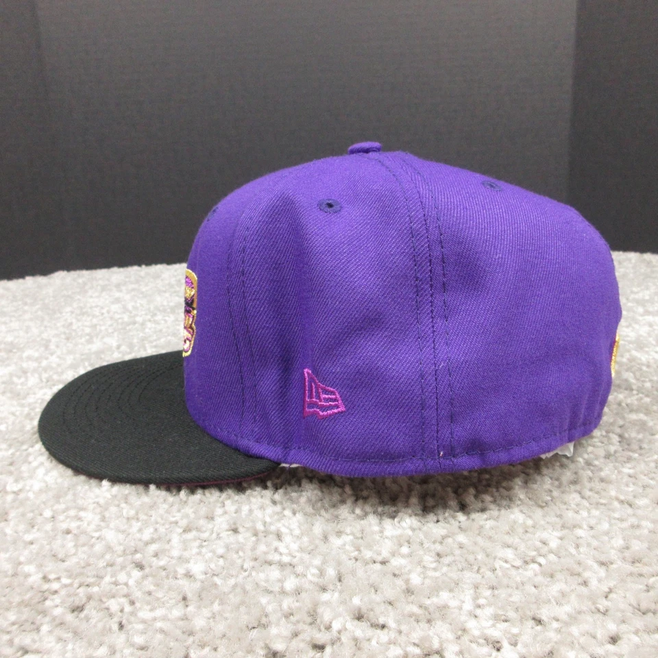 Tampa Bay Devil Rays Hat Cap Mens Fitted 7 5/8 Purple 20th Anniversary Baseball - Image 4 of 4