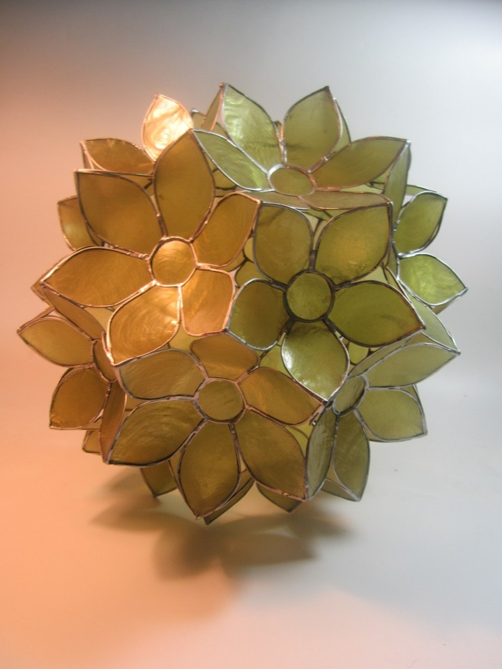 Vintage Natural Capiz Shell Floral Pendant Light Shade Dome .NO BULB ...