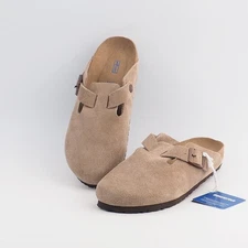 Birkenstock Boston Taupe Clog Suede Leather Soft Footbed Shoes Unisex US 6-12