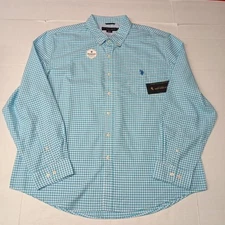 U.S. Polo Assn. Button Down Woven Shirt Men's 3XL River Blue White Checkered