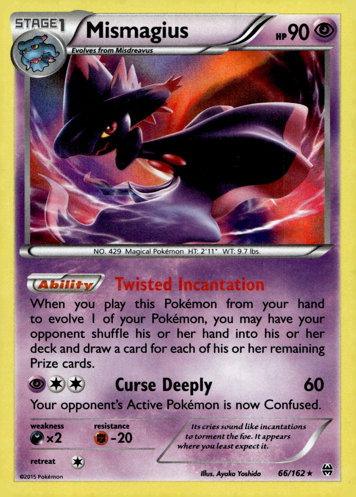 Mismagius #66/162 XY - BREAKthrough Near Mint or Better - HOLO - Pokemon Card