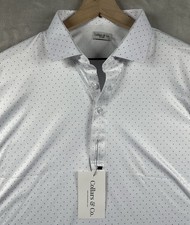 Collars  Co Dress Collar Polo Shirt S/S Men  s 2XL Polka Dot Stretch New NWT
