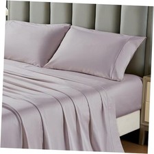 100 Egyptian Cotton Sheet Set 400 Thread Count 4Pc Set King Grey Lavender