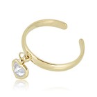 Toe Ring with Cubic Zirconia Cz Avora 10K Yellow Gold Adjustable Dangle Heart