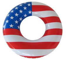 Large 42" USA Flag Inflatable Pool Float Adult Swimming Tube Water Ring