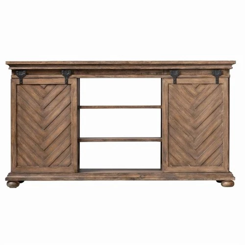 Uttermost Primalia MDF Wood Barn Door Media Console in Antique Honey - Picture 4 of 14