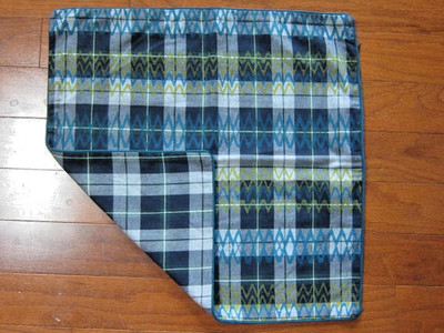 EUC  Roberta Roller Rabbit  Cotton Pillow Cover 18'' X 18'' Blue Plaid Reversable