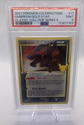 Pokémon Umbreon Gold Star Celebrations Classic Collection Holo PSA 9 17/17