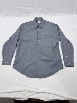 Arrow Athletic Fit Gray Long Sleeve Button-Up Shirt Size  17-17.5 34/35 XL
