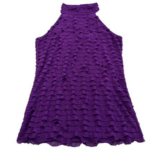 Vintage Very Important Pieces Ruffled High Ne Tank Top Womens L Purple Fairycore