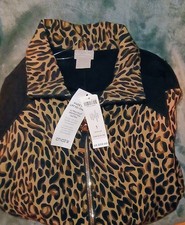 Chico's Women's Leopard Print Full Zip Collared Bomber Jacket Size 1 brand new