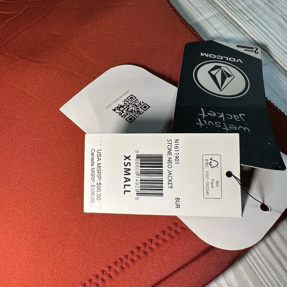 NWT Volcom Stone Neo UPF 50 Rashguard Jacket XSmall Wetsuit Men’s 2MM Neoprene - Image 3 of 4