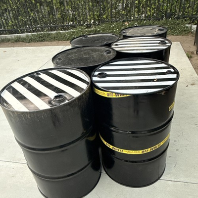 #ad 55 Gallon Metal Oil Drum Barrel Pristine Condition Black Paint Finish $47.99