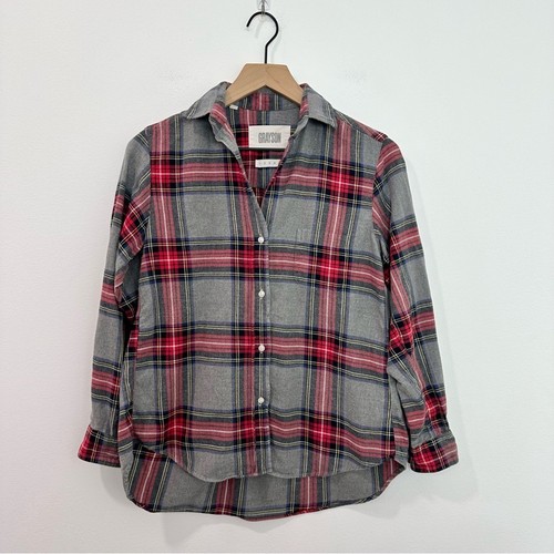 Grayson Frank & Eileen The Hero Button Down Flannel Shirt Grey Plaid Size 01 XS - Picture 3 of 11