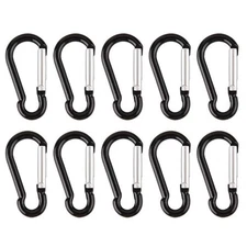 10 Small Black Carabiner Camping Push Spring Snap Clip Hook Keychain Ring 1"-2"