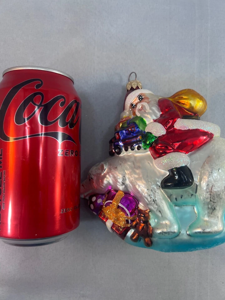 Christopher Radko Montar Osoback Santa Ornamento De Colección 1998 Vidrio Soplado Boca Foto 2 de 4