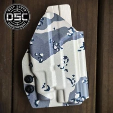 Glock 48 MOS w/Streamlight TLR7 Sub RH dessert Storm Camo OWB Paddle Holster