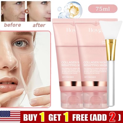 Collagen Facial Lifting Firming Anti-Wrinkle Overnight Peel-off Mask with Brush