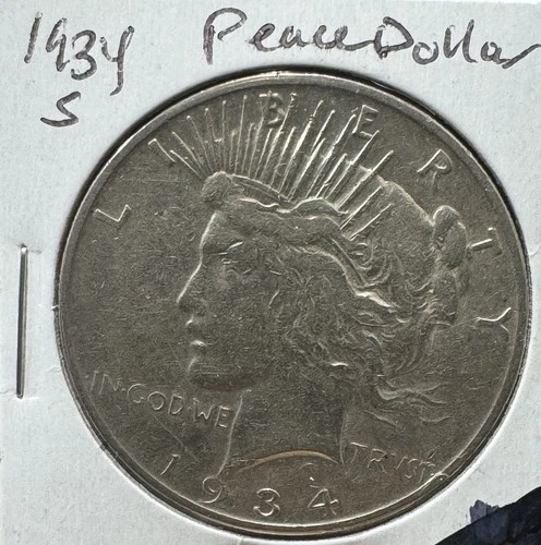1934 S PEACE SILVER DOLLAR U.S. RARE KEY COIN VF Free Shipping