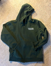 VANS Boys Green Full Zip Hooded Hoodie Graphic Logo Print Pockets, Size: L