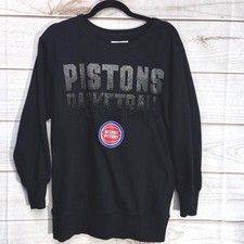 G-III 4Her Detroit Pistons Rhinestone Sweatshirt Black Womens XS Carl Banks NBA